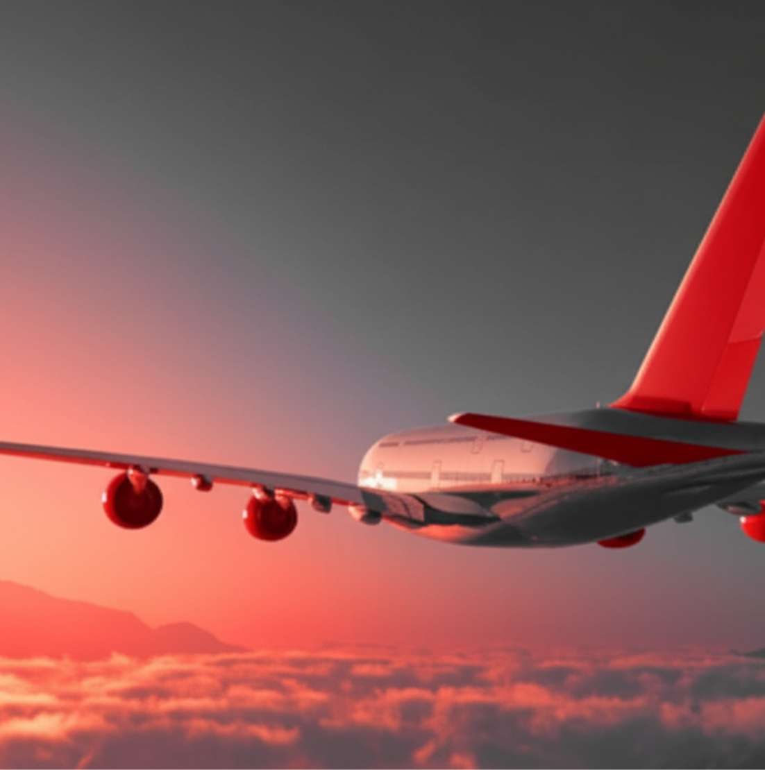 a flying flight from above the clouds