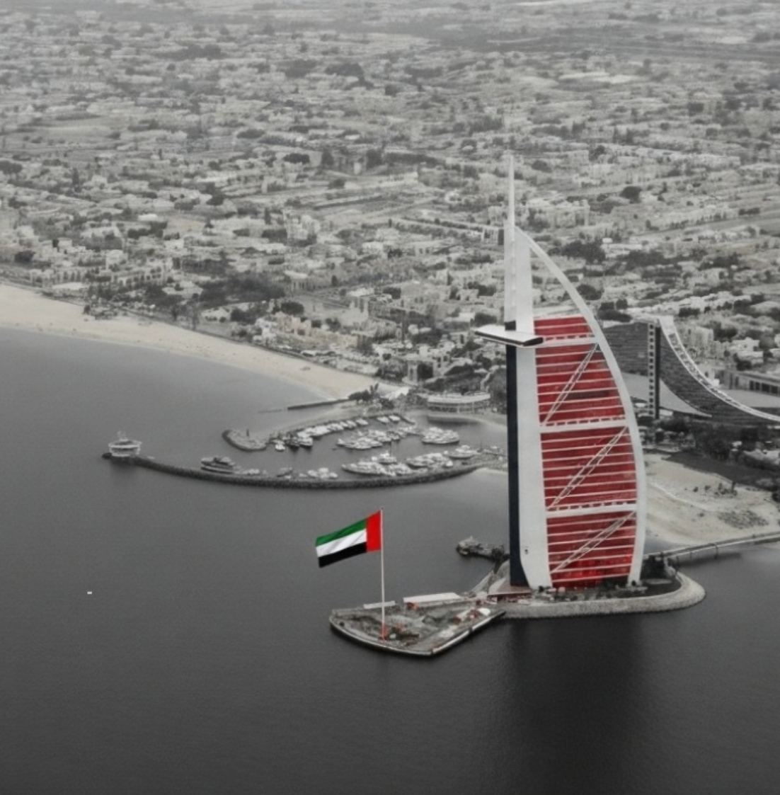 sky view of Burj Al Arab